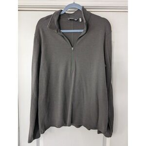 Ibex Mens Grey 100% Rambouillet Wool Quarter Zip Pullover Sweater Large outdoor